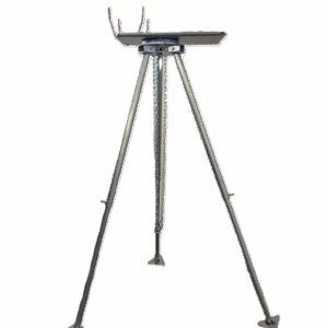 Margo Rotating Tripod mount for Margo Electra Scare Cannon, showing adjustable aluminum legs and automatic 360-degree rotation mechanism