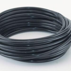 A 50-foot coil of Black polyethylene wrap-around insulator tubing for high-tensile electric fencing